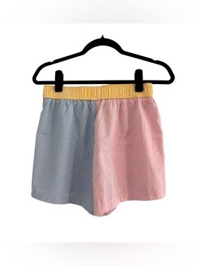 Colorblock Striped Lounge Shorts Size M Blue Pink Yellow Elastic Waist Boxer
